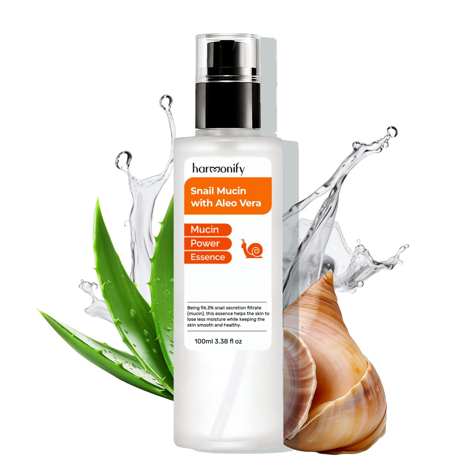 HARMONIFY Snail Mucin Serum for Face with Aloe Vera, 96,3% Snail Secretion Filtrate Repairing Essence, Korean Skin Care Hydrating Facial Serum, Personal &amp; Skin Care, 3.38 fl.oz