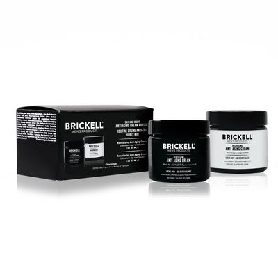 Brickell Men&#39;s Day and Night Anti Aging Cream Routine, Natural and Organic, Unscented, Skincare Gift Set