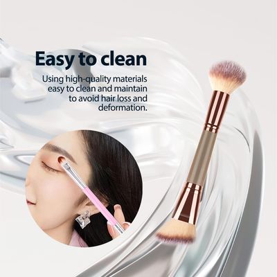4Pcs Dual-ended Makeup Brushes for Contouring Eyeshadow Blending and Bronzing Angled Foundation Brush and Concealer Brush Premium Luxe Hair for Flawless Application of Liquid Cream and Powder Makeu
