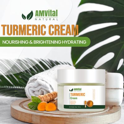 AMVital Turmeric Cream - A Natural Turmeric Moisturizer Cream for Soothing and Hydrating Face and Neck - Handmade Natural Cream for Body - Suitable for All Skin Types