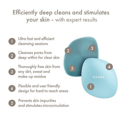 GESKE SmartAppGuided Facial Brush | 4 in 1 | Professional Facial Cleansing Brush | Skin Cleansing Silicone Facial Brush | Routine Skincare | Gentle Cleansing | Facial Cleanser