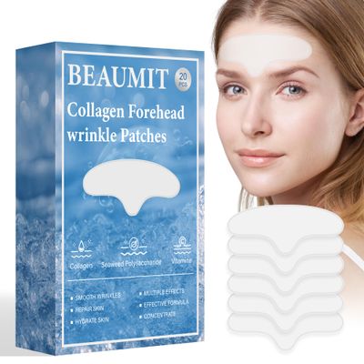 Auteek Forehead Wrinkle Patches 20pcs - Smooth Fine Lines &amp; Wrinkles, Anti-Wrinkle Patches with Seaweed Polysaccharides, Hydrolyzed Collagen with Vitamin E, jelly-like texture to Forehead Treatment