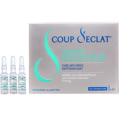 Coup d&#39;Eclat 12 Piece Marine Collagen Ampoules - Anti-Aging Skin Care, Rejuvenating Facial Serum for Fine Lines &amp; Wrinkles, Plumping &amp; Hydrating, 12 Ampoule Serum for Face