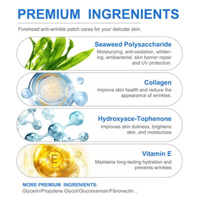 Auteek Forehead Wrinkle Patches 20pcs - Smooth Fine Lines & Wrinkles, Anti-Wrinkle Patches with Seaweed Polysaccharides, Hydrolyzed Collagen with Vitamin E, jelly-like texture to Forehead Treatment