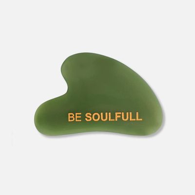 BE SOULFULL Gua Sha | Natural Face Massaging Stone for Firm and Glowing Skin | for Men &amp; Women | 1 Unit (Jade Green)
