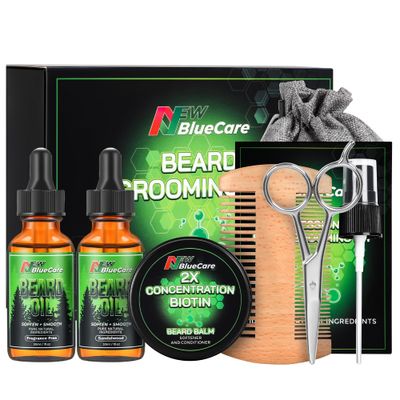Beard Care Kit - Contains (1) each of Beard Oils (Sandalwood &amp; Unscented), Biotin Beard Growth Balm, Comb and Scissors for Grooming and Trimming - Beard Care Daddy Gifts for Men Him Dad Husband