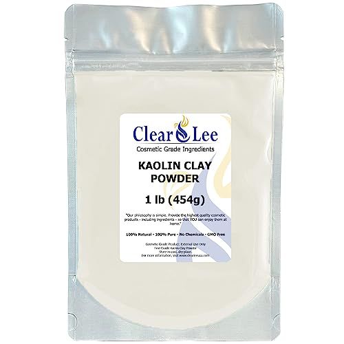 ClearLee Kaolin Clay Cosmetic Grade Powder - 100% Pure Natural Powder - Great For Skin Detox, Rejuvenation, and More - Heal Damaged Skin - DIY Clay Face Mask (1 LB)