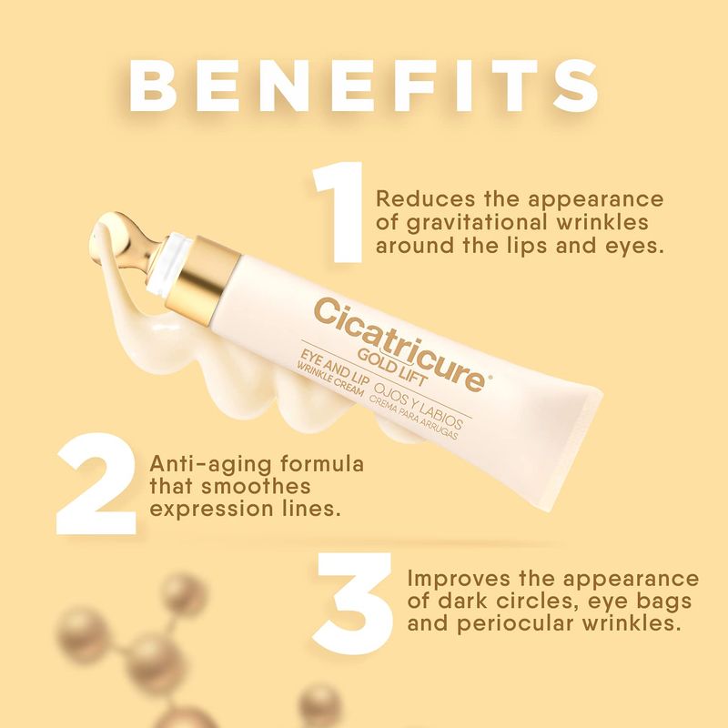 Cicatricure Gold Lift Dual Contour Eye and Lip Wrinkle Cream, Anti Aging Skin Care to Reduce Dark Circles, Puffiness &amp; Expression Lines, 0.5 Ounce