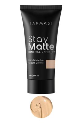 FARMASi Stay Matte Foundation, Matte Finish Foundation for a Naturally Flawless Look, Poreless, Oil Free &amp; Full Coverage Face Makeup, 1 fl. oz / 30 ml (Sand Beige)