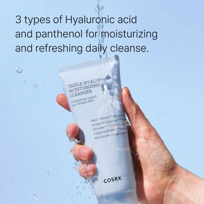 COSRX Hydrium Triple Hyaluronic Moisturizing Cleanser 5.07 fl.oz / 150ml | Daily Cleanser for Dry Skin with Hyaluronic Acid &amp; Vitamin B | Animal Testing Free, Paraben Free, Korean Skin Care