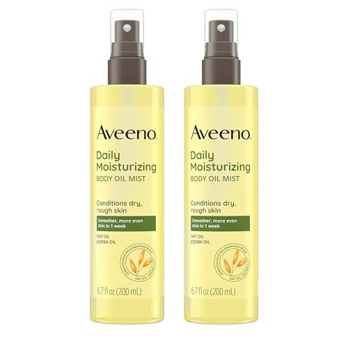 Aveeno Daily Moisturizing Body Oil Mist with Oat &amp; Jojoba Oil for Dry Sensitive Skin, Nourishing Body Spray for Smoother Skin, Paraben-, Silicone- &amp; Alcohol-Free, Twin Pack, 6.7 fl. oz, 2 Pack