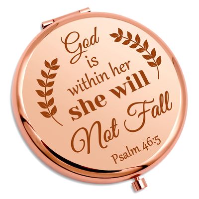 Bible Verse Gifts Christian Gift Inspirational Gift for Women Compact Mirror Religious Gift Baptism Gift for Girl Goddaughter Godmother Easter Prayer Birthday Gift Personal Makeup Mirror