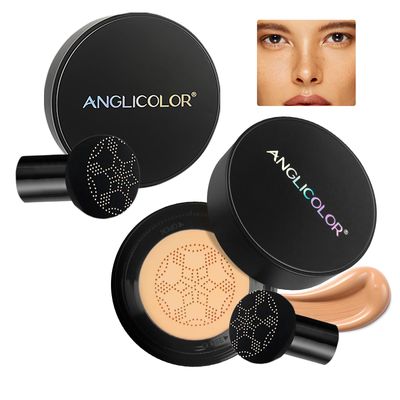 Anglicolor Mushroom Head Air Cushion CC Cream Strong Concealer 2PC,Face Makeup Cushion Foundation Long Lasting,Moisturizing BB Cream Makeup Base Primer Even Skin Tone for All Skin Types (2PC 04, 200g)