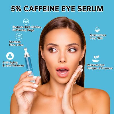 5% Caffeine Eye Cream Anti Aging, Eye Cream For Puffiness &amp; Bags Under Eyes, 2 PCS Caffeine Eye Serum With Under Eye Roller For Wrinkles, Fine Lines &amp; Dark Circles, Natural Eye Daily Care.