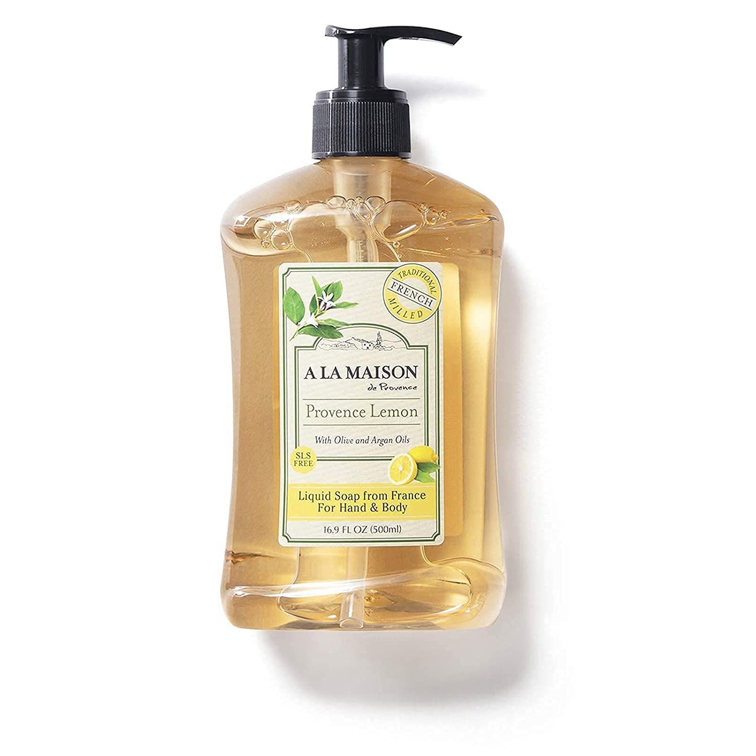 A LA MAISON French Liquid Hand Soap, Provence Lemon - Natural Hand Wash Made with Essential Oils - Biodegradable, Plant-Based, Vegan, Cruelty-Free, Alcohol &amp; Paraben Free (16.9 oz, 1 Pack)
