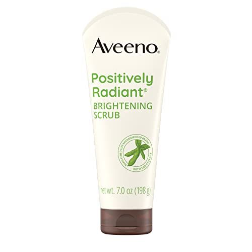 Aveeno Positively Radiant Skin Brightening Exfoliating Daily Facial Scrub, Moisture-Rich Soy Extract, helps improve skin tone &amp; texture, Oil-&amp; Soap-Free, Hypoallergenic, 7 oz