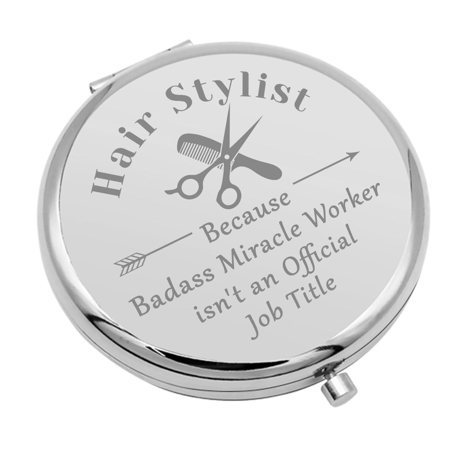 Hairdresser Gifts Compact Makeup Mirror Hair Stylist Gifts for Women Appreciation Gifts for Hair Stylist Hair Dresser Gift Salon Stylist Gift Travel Makeup Mirror Birthday Gifts (Silver)