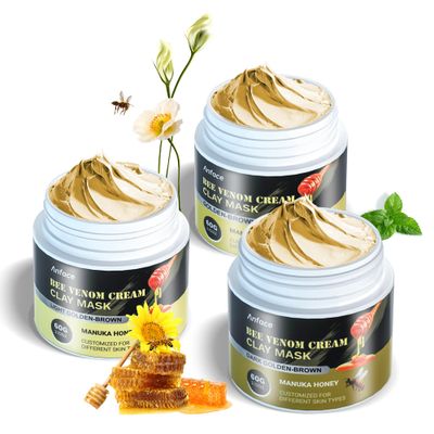 Anface 3 PCS Bee Venom Cream, Natural Bee Venom Cream Clay Mask Set for Women and Men, Professional Bee Venom Repair Cream for Removing and Treatment, Skin Care Set Gifts for Girls Teens