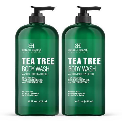Botanic Hearth Tea Tree Body Wash - 16 fl oz - Helps Soothe Itchy, Dry Skin, Antifungal Body Wash with 100% Pure Tea Tree Oil - Sulfate Free, Paraben Free, for Men and Women Set of 2