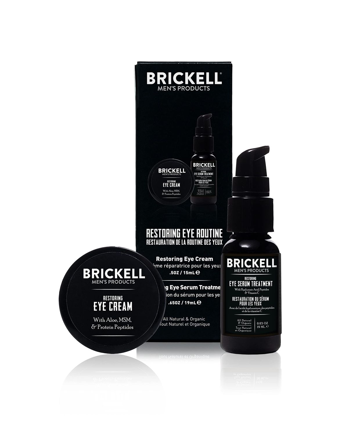 Brickell Men&#39;s Restoring Eye Routine for Men, Eye Serum and Eye Cream for Men, Natural and Organic, Unscented, Men&#39;s Skin Care Gift Set