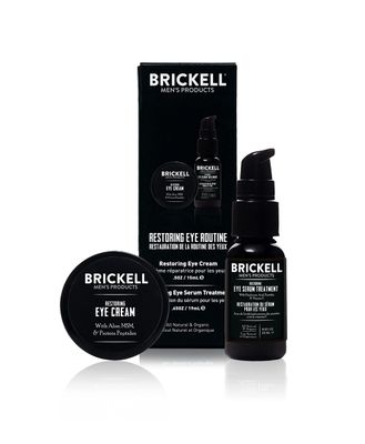 Brickell Men&#39;s Restoring Eye Routine for Men, Eye Serum and Eye Cream for Men, Natural and Organic, Unscented, Men&#39;s Skin Care Gift Set