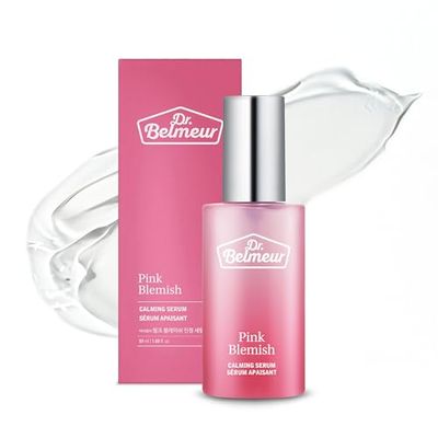 DR. BELMEUR Pink Blemish Calming Serum (1.7fl oz) - Hydrating, Soothing Korean Skin Care for Sensitive Skin. Vegan Hyaluronic Acid, Niacinamide.