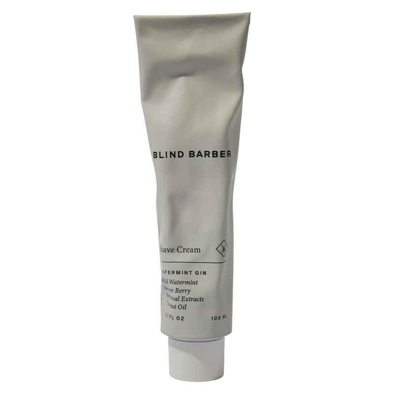 Blind Barber Watermint Gin Shave Cream - Creamy Beard Lather for Men - Protect &amp; Moisturize Sensitive Skin - Good on All Skin Types (3.2oz / 100ml)