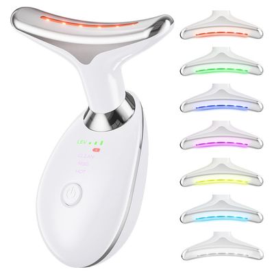 ASDWEUS Neck and Face Massager, 7- in -1 Face Sculpting Tool for Skin Care and Double Chin with Vibration, Thermal(White)