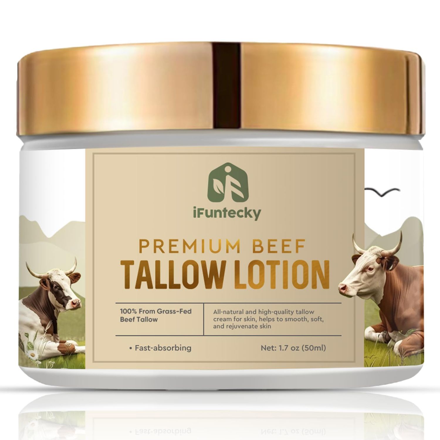 Beef Tallow for Skin, Natural Beef Tallow Balm, Care Smoothing &amp; Moisturizing, Organic Tallow Face Moisturizer for Body &amp; Face Skin, for Dry, Itchy, Reduce Cracked &amp; Redness