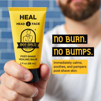 Bee Bald HEAL Aftershave for Men Healing Balm, Immediately Calms &amp; Soothes Damaged Skin, Treats Bumps, Redness, Razor Burn &amp; Other Shaving Irritations (2 Fl Oz)