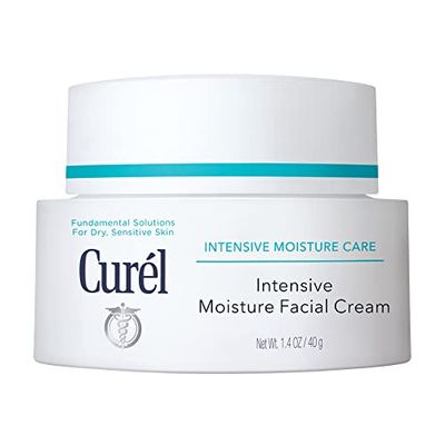 Curel Japanese Skin Care Intensive Face Moisturizer Cream, Hydrating Face Lotion for Dry to Very Dry Sensitive Skin, Anti-Aging, Fragrance-Free, Anti-Wrinkle Japanese Skin Care, 1.4 Oz