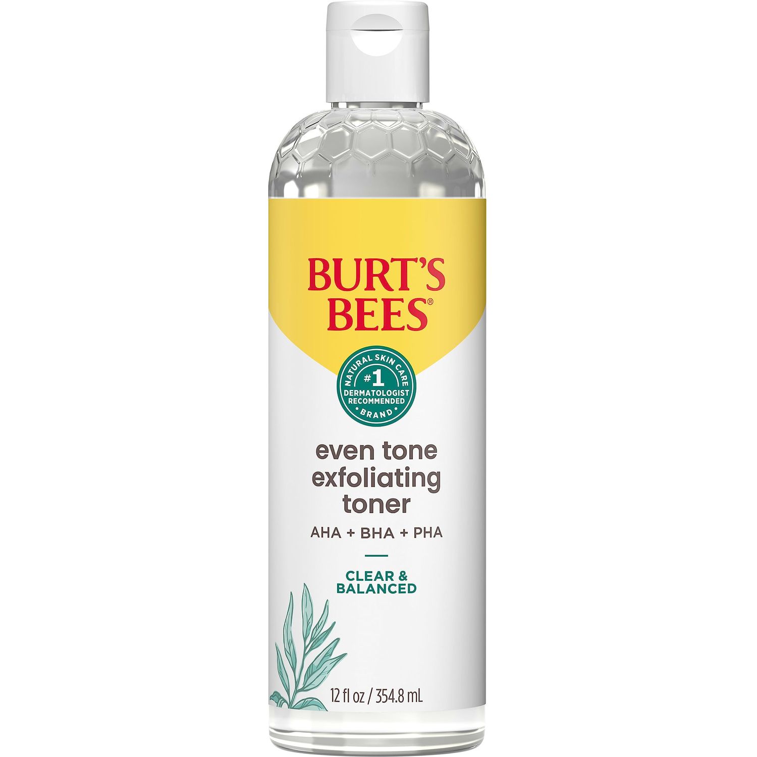 Burts Bees Clear and Balanced Even Tone Liquid Face Exfoliator, Gentle Exfoliator Reduces Look of Pores and Improves Uneven Pigmentation, 12 Oz