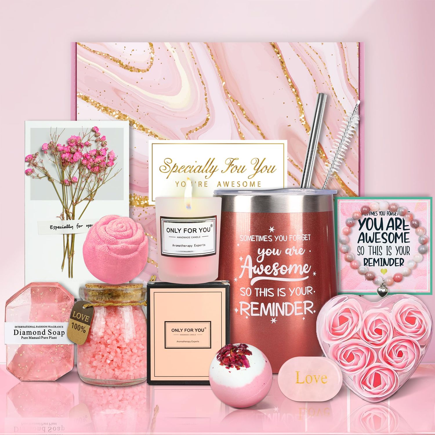 Birthday Gifts for Women, Relaxing Spa Gift Basket Set, Unique Gifts for Her, Best Friends, Mom, Sister, Wife, Girlfriend, Self Care Get Well Soon Gifts for Mothers Day, Valentine&#39;s Day Gifts Box