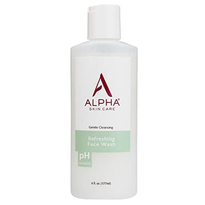 Alpha Skin Care Refreshing Face Wash | Anti-Aging Formula | Citric Alpha Hydroxy Acid (AHA) | Gently Cleanses, Purifies, Tones &amp; Restores Ideal PH | For All Skin Types | 6 Fl Oz