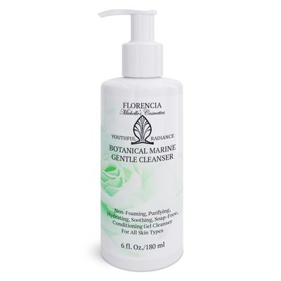 Florencia Botanical Marine Gentle Cleanser - Non-Foaming, Soap-Free, Hydrating Oil-Free Face Wash for Dry to Normal Skin - With Marine Algae &amp; Organic Botanicals - Sensitive Skin, 6 oz