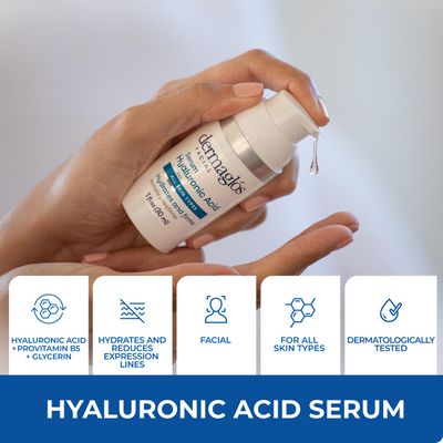 DERMAGLS Hyaluronic Acid Serum For Face | For All Skin Types Even Sensitive | Hydrates And Reduces Expression Lines | With Provitamin B5 And Glycerin | Firms, Tones, and Boosts Elasticity | 1 Fl Oz
