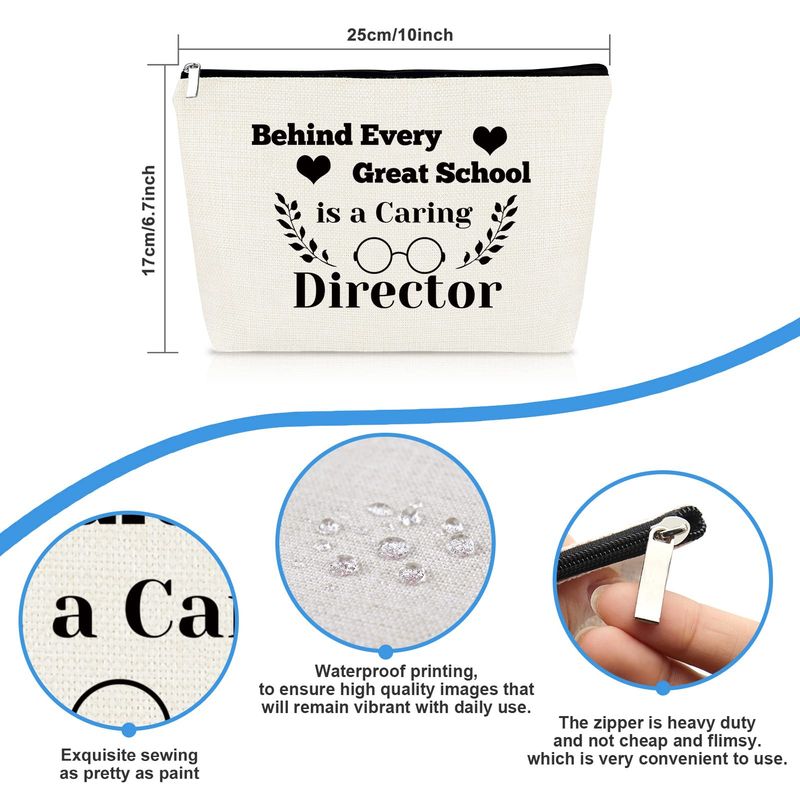 Director Gifts Teacher Appreciation Gifts Cosmetic Bag for Women Preschool Director Gift Daycare Teacher Gifts Thank You Gift Christmas Birthday Retirement Gifts for Director Teacher Travel Makeup Bag