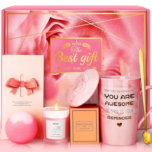 Gifts for Women Her Girlfriend Sister: Happy Birthday Gifts for Women, Valentines Day Gifts for Her Wife, Relaxation Gifts Set for Women, Rose Spa Gift Baskets for Women, Mothers Day Gifts for Mom