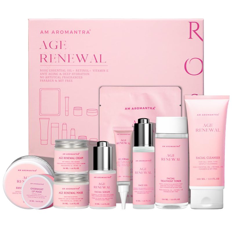 Christmas Gifts for Woman Skin Care Routine Kit for Women, Rose Essential Oil+Retinol+ Vitamin E, 10-Piece Complete Skin Care Set, Self Care Skin Care Set, Birthday Gifts for Women