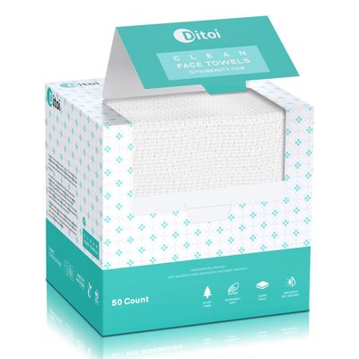 Ditoi Face Towels, 10&quot;12&quot; Disposable Face Towel, Face Towelettes XL, Ultra Soft Makeup Remover Dry Wipes, Thick Face Towel for Sensitive Skin, 50 Count (1 Pack)