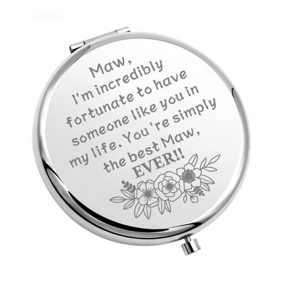 CHOORO Maw Gift for Mother&#39;s Day Compact Makeup Mirror Grandmother Maw Gift from Granddaughter Appreciation Gift (best Maw-M)