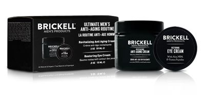 Brickell Men&#39;s Ultimate Anti-Aging Routine, Anti-Wrinkle, Night Face Cream and Eye Cream to Reduce Puffiness, Wrinkles, Dark Circles, Under Eye Bags, Natural and Organic, Scented