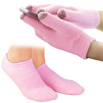 4PCS Touch Screen Moisturizing Gloves and Sock, Spa Moisturizing Therapy SockGlove, Soften Repairing Dry Cracked, Hands Feet Skin Care, Effective in Repair Dry and Chapped Hands and Feet Skin Care