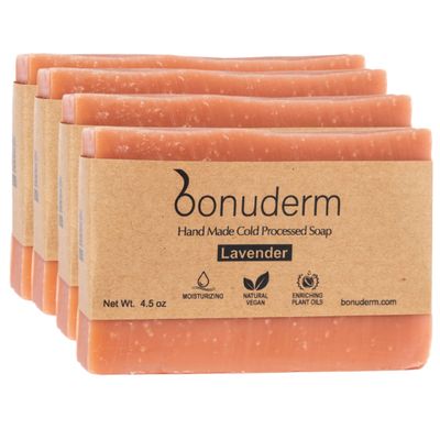 All Natural Soap For Women &amp; Men | Lavender Soap | Handmade Soap | Natural Body Soap | Vegan Soap | Coconut Soap Bar | Chemical Free Natural Soap | Essential Oil Soap |Lavender Hand Soap (4-Pack)