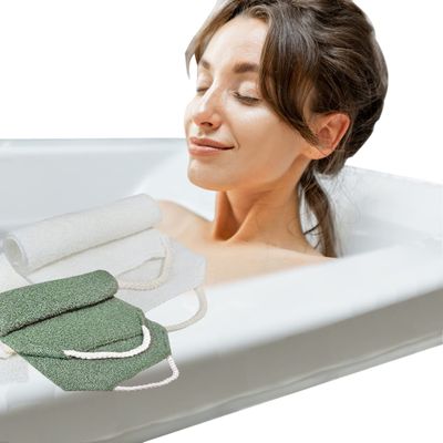 Evohyah Scrubber Back for Shower Extended Length Scrubber Towel Exfoliating Washcloth Body Scrub Sponge Shower Loofah with Handle for Women Men Deep Clean Body Skin Massages (Two Pieces Green&amp;White)