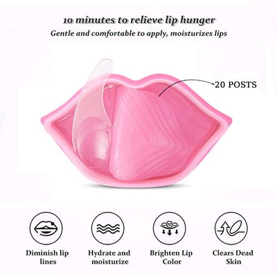 20Pcs Moisturizing Lip Mask, Lip Sleep Mask Reduces Lip Lines and Restores Moisture, Lip Mask Effectively Nourishes the Lip Skin, Gel Treatment Lip Masks Plumping Lips Mask Lip Care Products (Pink)