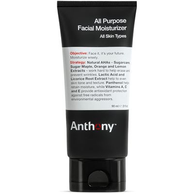 Anthony All-Purpose Facial Moisturizer - Mens Hydrating Lotion for Dry Skin - Lightweight, Non-Comedogenic, Anti-Aging Formula - 3 Fl Oz