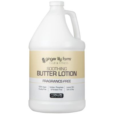 Ginger Lily Farms Club &amp; Fitness Soothing Butter Lotion for Dry Skin, 100% Vegan &amp; Cruelty-Free, Fragrance Free, 1 Gallon (128 fl oz) Refill