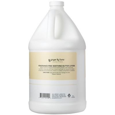 Ginger Lily Farms Club &amp; Fitness Soothing Butter Lotion for Dry Skin, 100% Vegan &amp; Cruelty-Free, Fragrance Free, 1 Gallon (128 fl oz) Refill