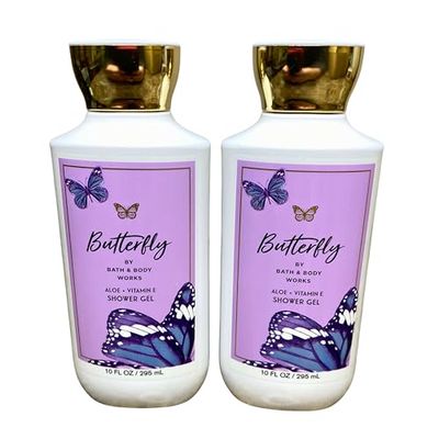 Bath &amp; Body Works Shea + Vitamin E Shower Gel, Set of 2, 10oz Each (Butterfly), purple